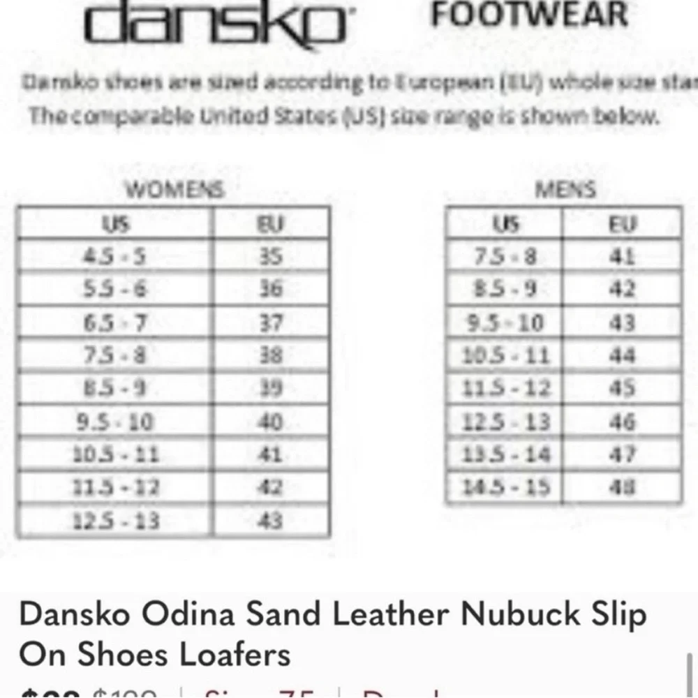 EUC - Dansko Odina Sand Leather Nubuck Slip Ons - Size 38